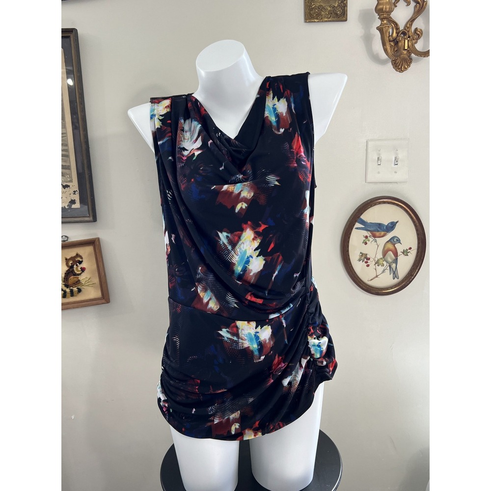 Robert Rodriguez Belinda Abstract Pattern Cowl Neck Sleeveless Top Size M